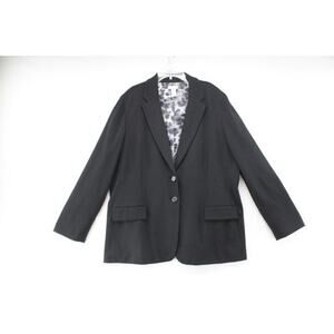 Chico's Black Blazer Womens XL 16 Gray Animal Print Lining Surgeon Cuffs size 3